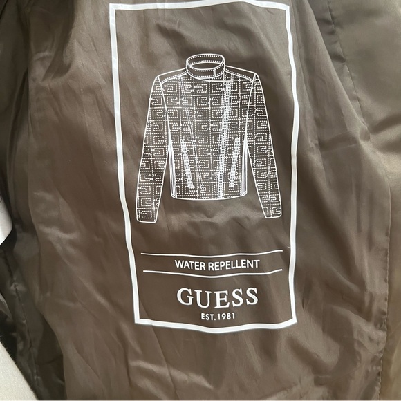 GUESS Quilted Metallic Satin Moto Jacket Desert Green Cropped XS - Picture 16 of 17